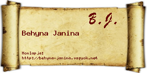 Behyna Janina névjegykártya